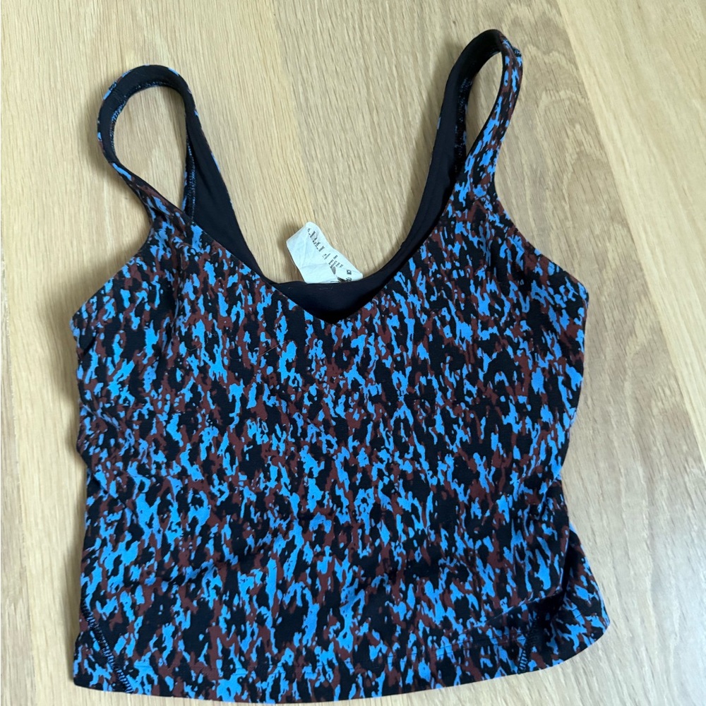 lululemon athletica Black and Blue Patterned Tank Top